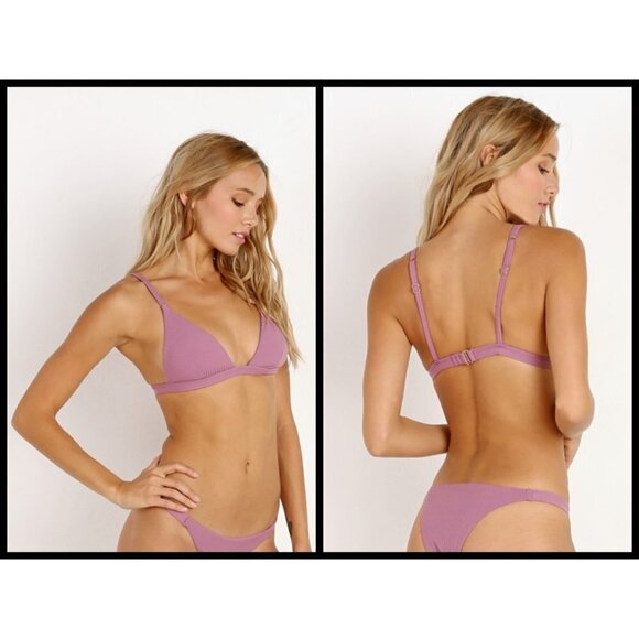 💕VITAMIN A💕 Rose Rib Moss Bikini Top ~ Ribbed Textured Dusty Rose 12 D XL NWOT - Picture 9 of 16